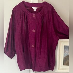 CJ Banks Linen Fuschia Jacket 3X